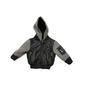 Urban Republic Jacket Faux Leather Kids Motorcycle Hoodie size 6-9M Toddler